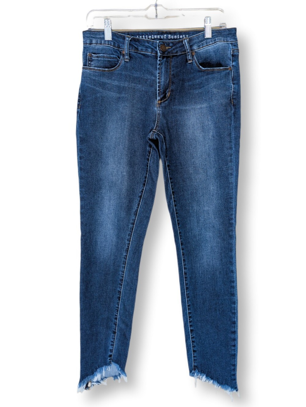 Articles Of Society Frayed Step Hem Crop Denim Skinny Jeans Dark Wash Size 30